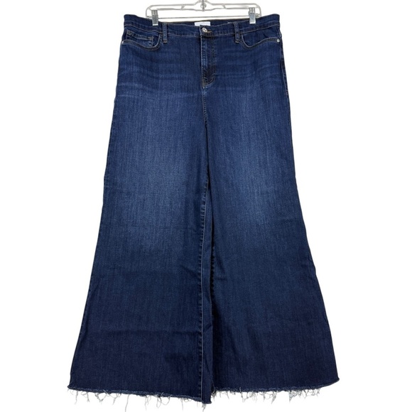 Frame le Palazzo crop majesty Rae dark wash ultra wide leg jeans size 34 waist - Picture 2 of 8